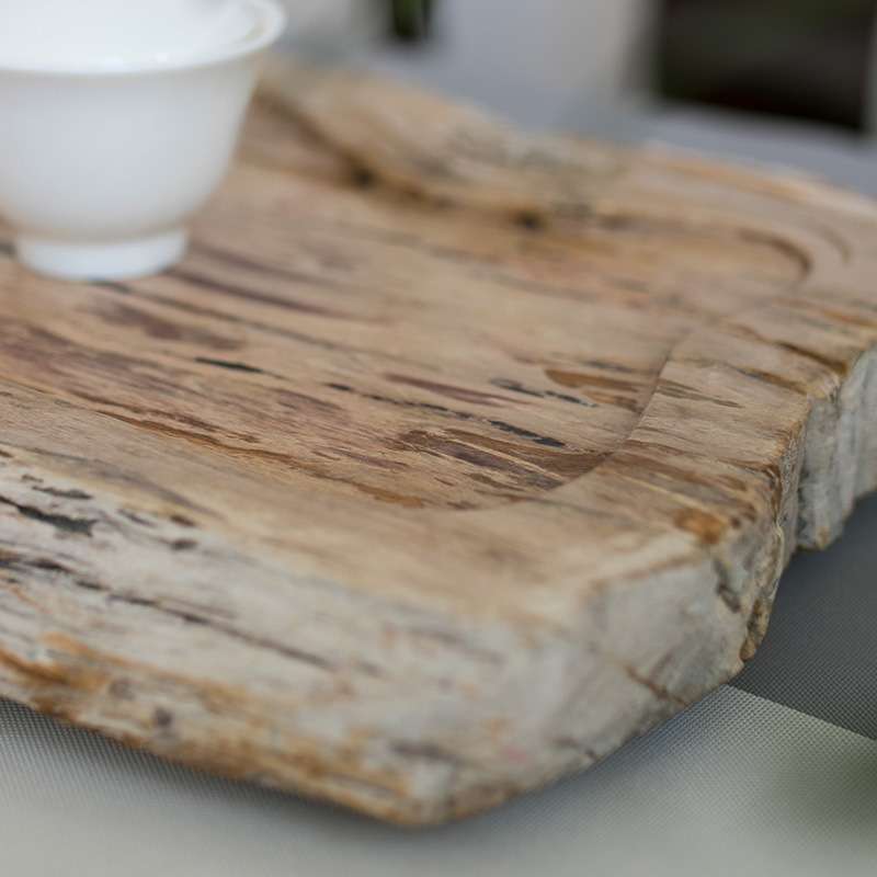 天然家用木化石茶盘 整块树化玉小号茶台 简约非乌金石泡茶海