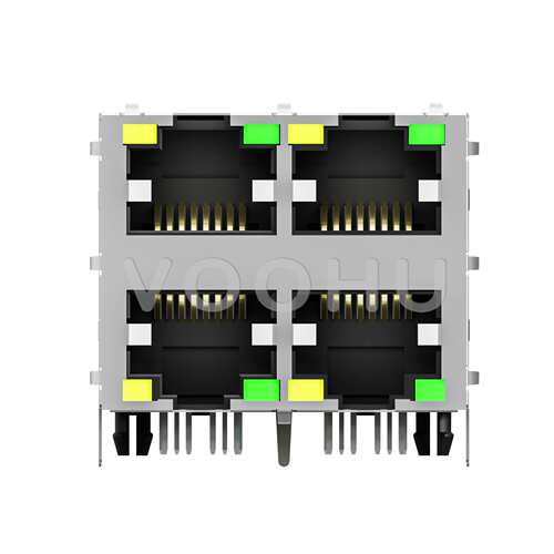 SYT22B083DB2A4D068 rj45网口连接器百兆带灯 2X2双层4口网线接口