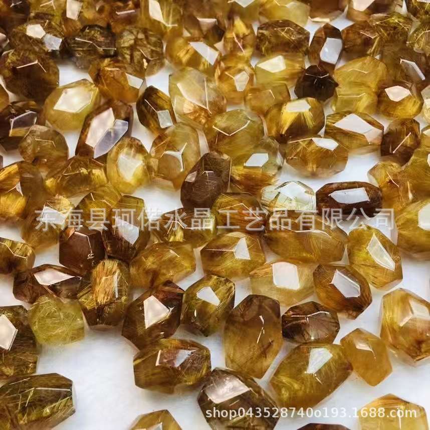 高品质天然水晶发晶随形首饰配件用于家庭装饰