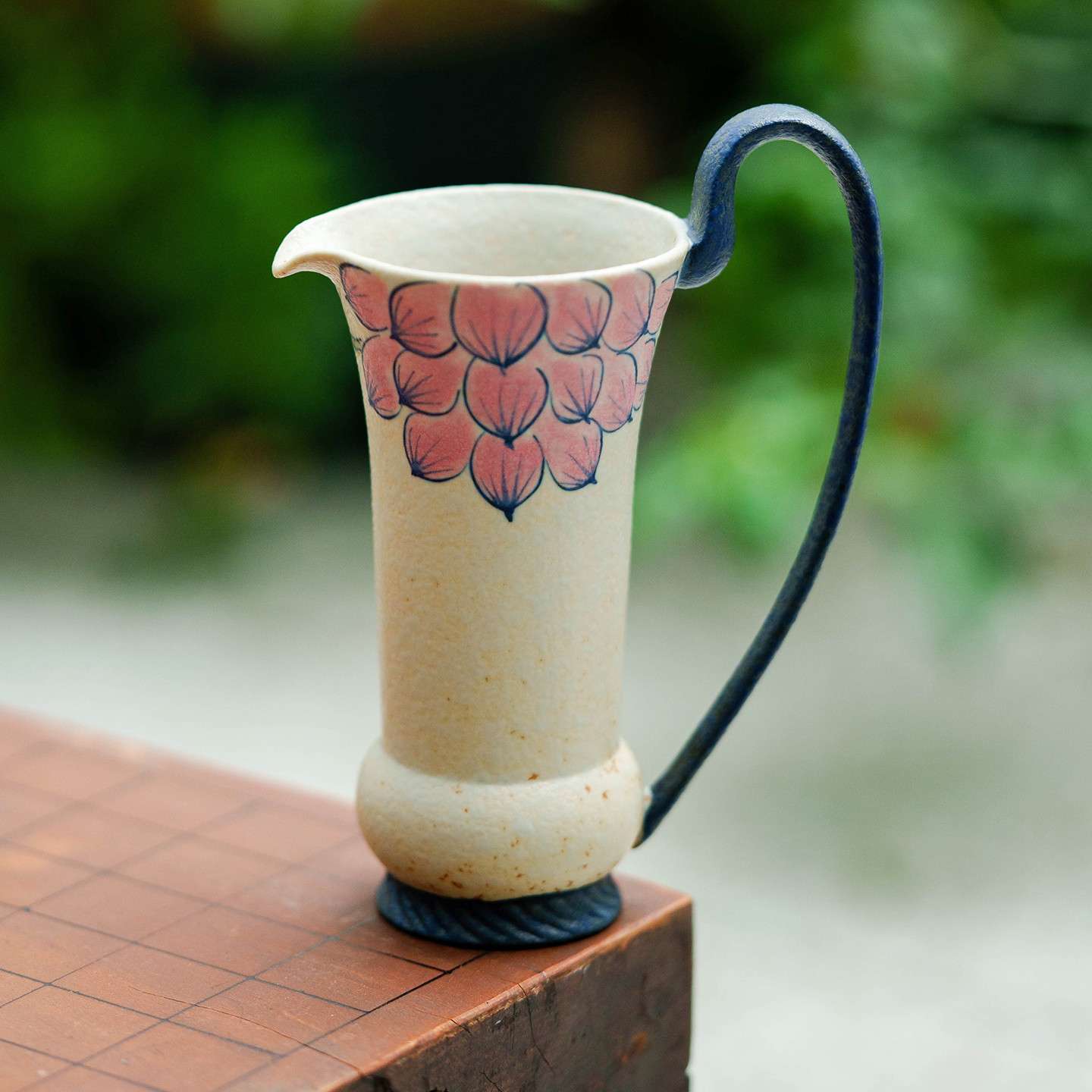 青花火石红陶瓷公道杯茶海分茶器手绘荷花茶具配件茶海公杯倒茶器