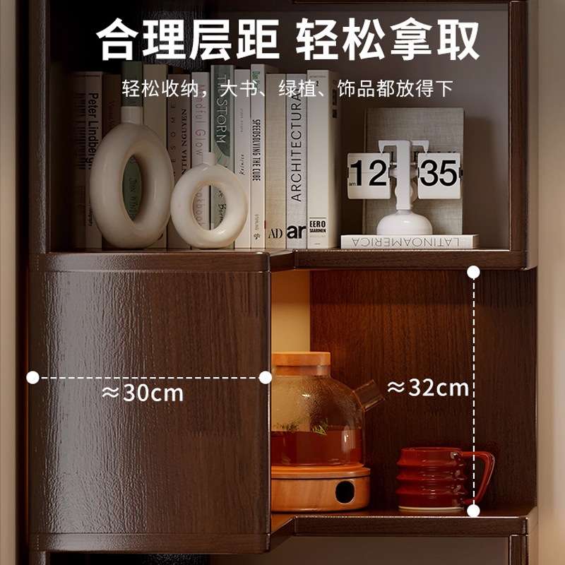 全实木转角书架落地置物架学生家用客厅角柜墙角收纳拐角床头书柜