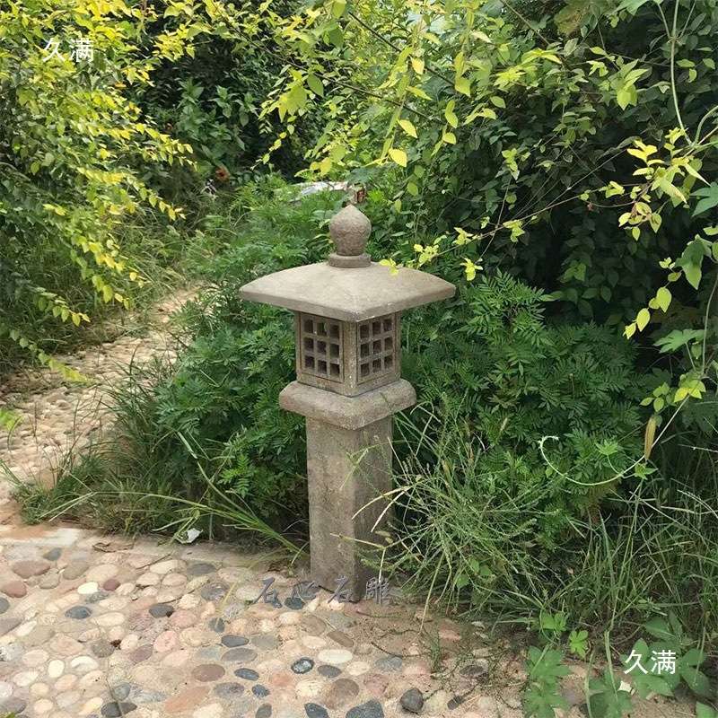 石雕石灯庭院别墅石灯笼日式禅意落地灯青石仿古电石头摆件