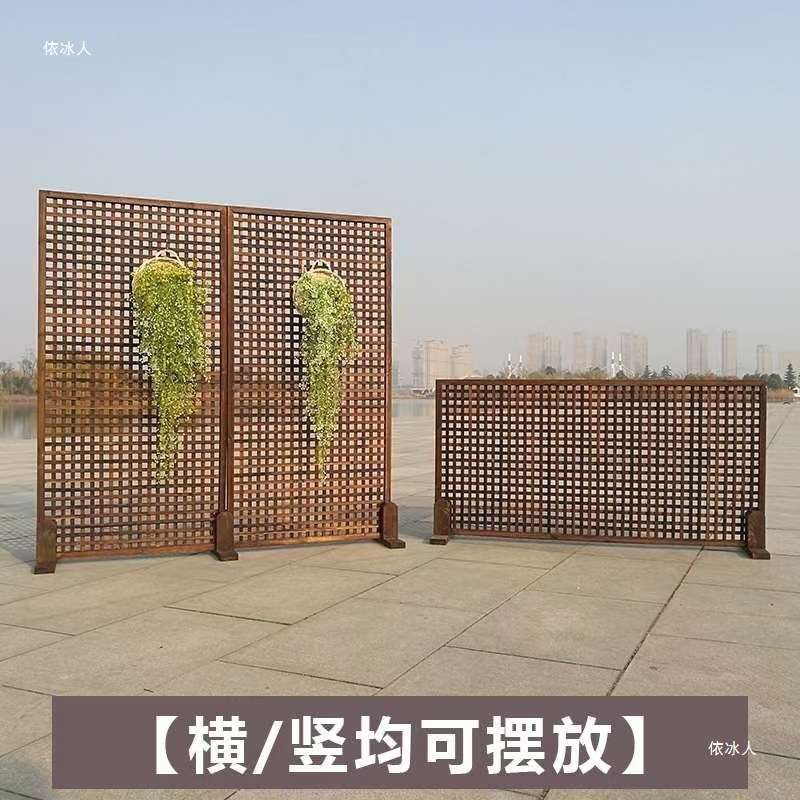 庭院防腐木栏栅碳化花园篱笆围墙爬藤架围栏阳台花架室内装饰隔断