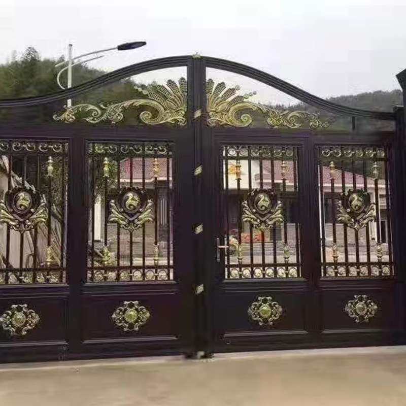 北京小院门花园欧式风格单开门灰色铸铝镂空庭院门小院栅栏铝门