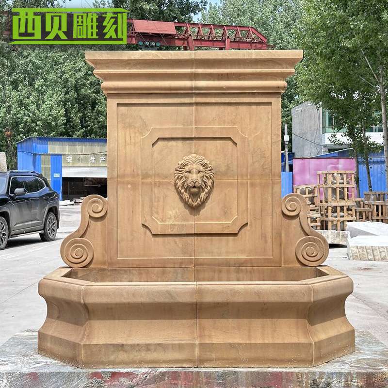 石雕欧式壁泉 大理石壁泉石雕欧式流水雕塑园林景观流水摆件