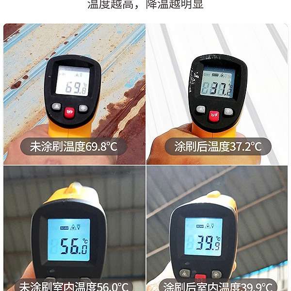 屋顶楼面降温防水隔热涂料漆水泥彩钢防晒反射热铁皮油漆耐高温