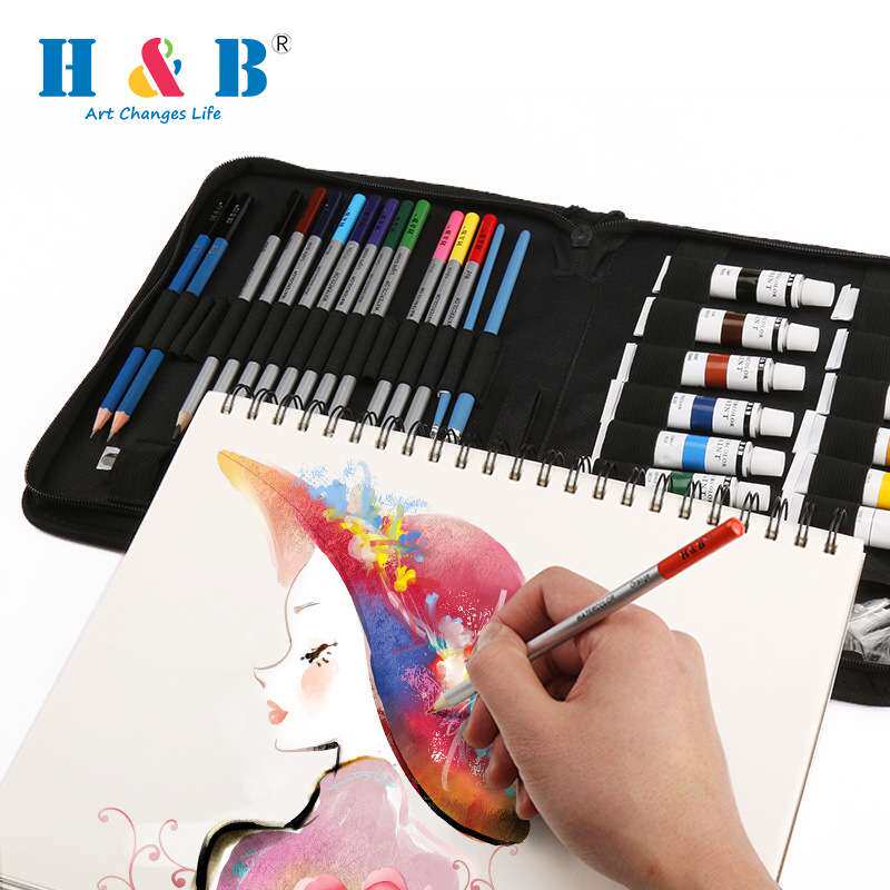 H&B31件水彩颜料套装12色水溶性彩铅笔绘画铅笔 定 制亚马逊