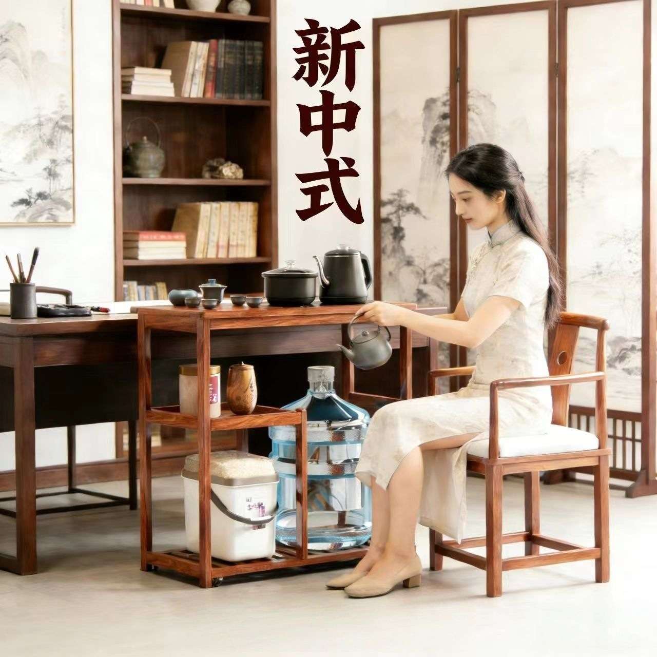 实木小茶桌可移动超小一整套小桌子阳台喝茶红檀木简易茶桌网红无