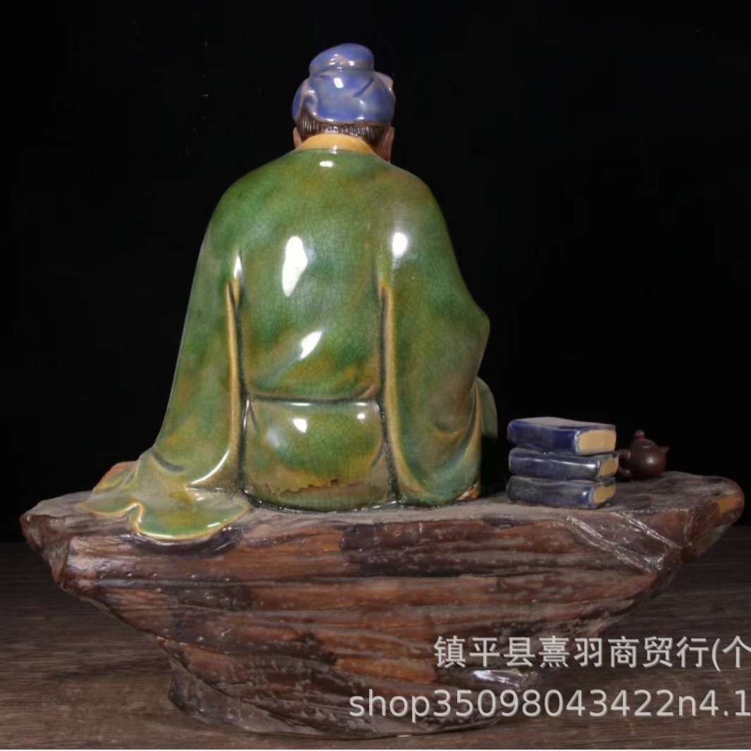 大量 老款石湾窑手工制作陆羽茶仙做旧瓷器陶瓷石湾茶仙大摆件