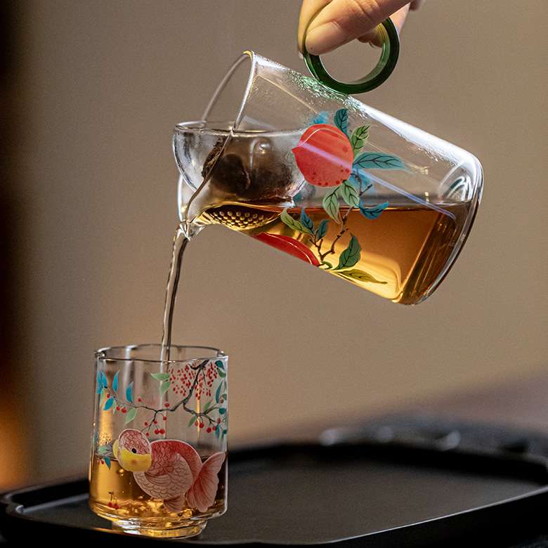 弥言耐热玻璃飘逸杯现代简约办公杯创意旋转内胆茶壶杯子绿茶碗泡