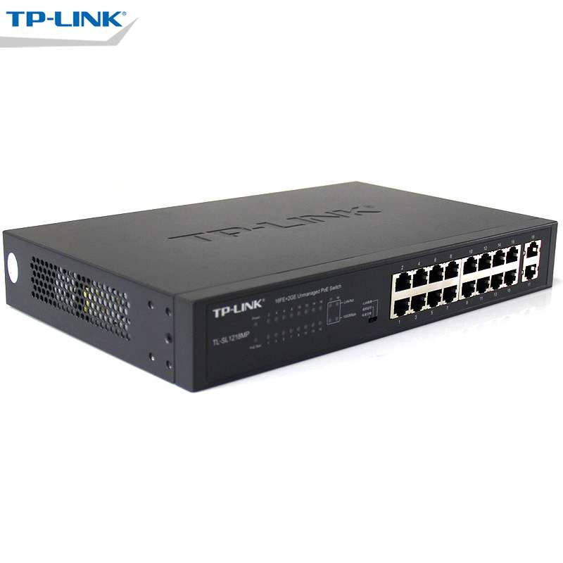 TP-LINK TL-SL1218MP 16口百兆+2口千兆非网管PoE交换机AP供电器