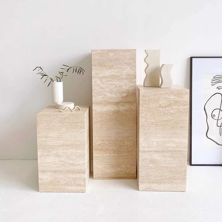 黄洞石柱子大理石天然底座雕塑摆件底台落地玄关装饰品展示台底柱