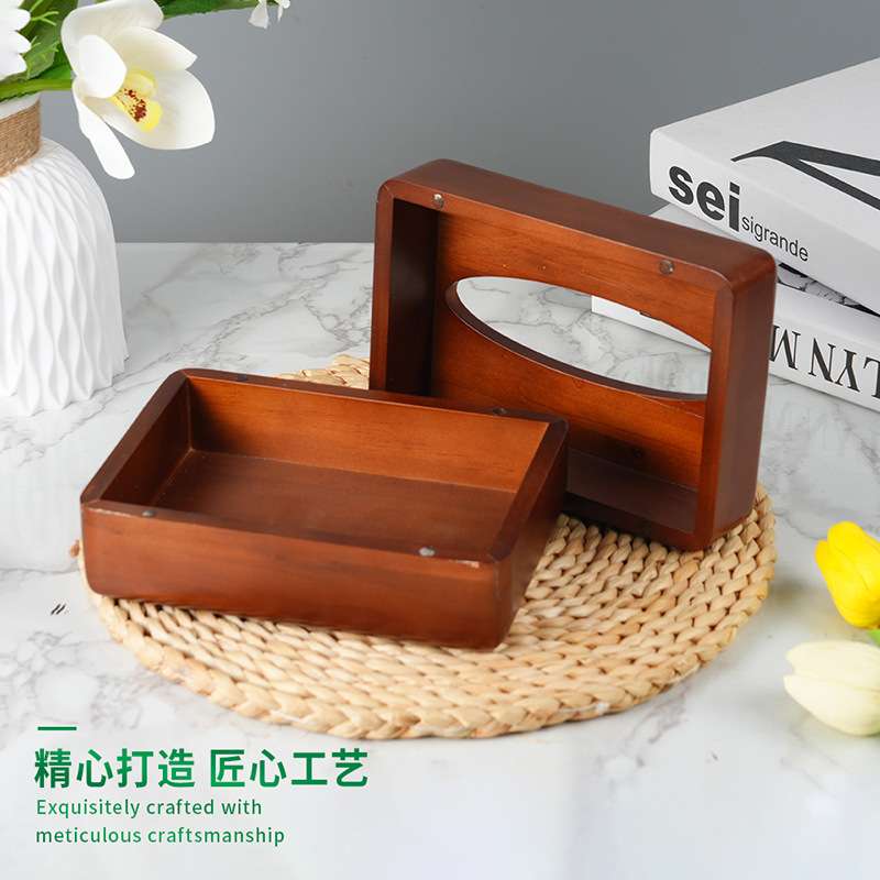 现货木质纸巾盒实抽纸盒客厅茶几办公桌餐巾纸收纳木纸巾环保材