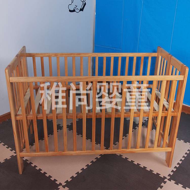 无漆原木新生儿宝宝床多功能实木儿童床高度可调可折叠婴儿床
