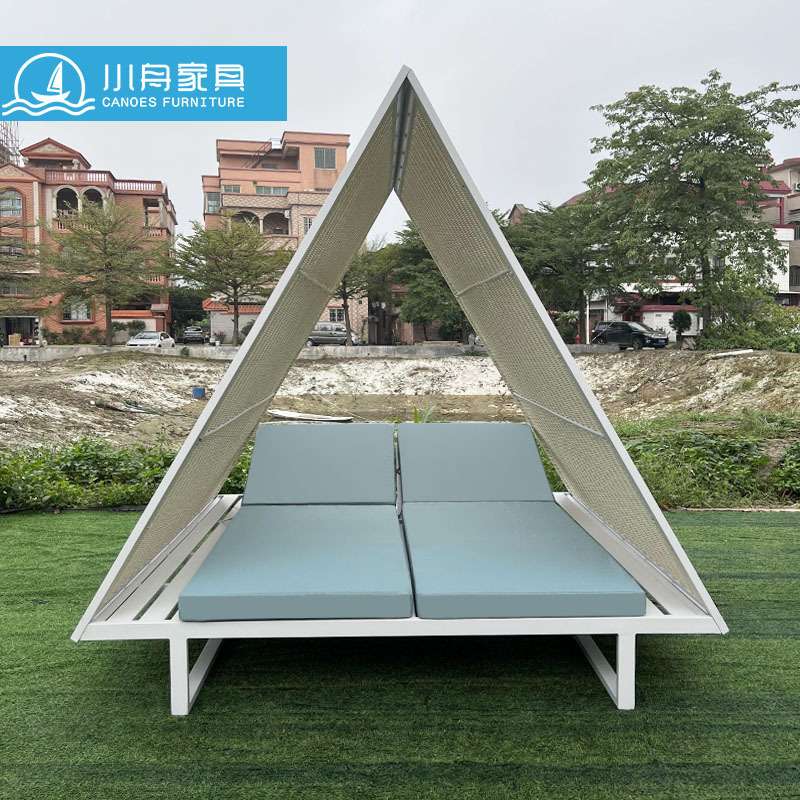 户外泳池躺床沙发庭院景区防水防晒躺椅创意设计室外藤编双人躺床
