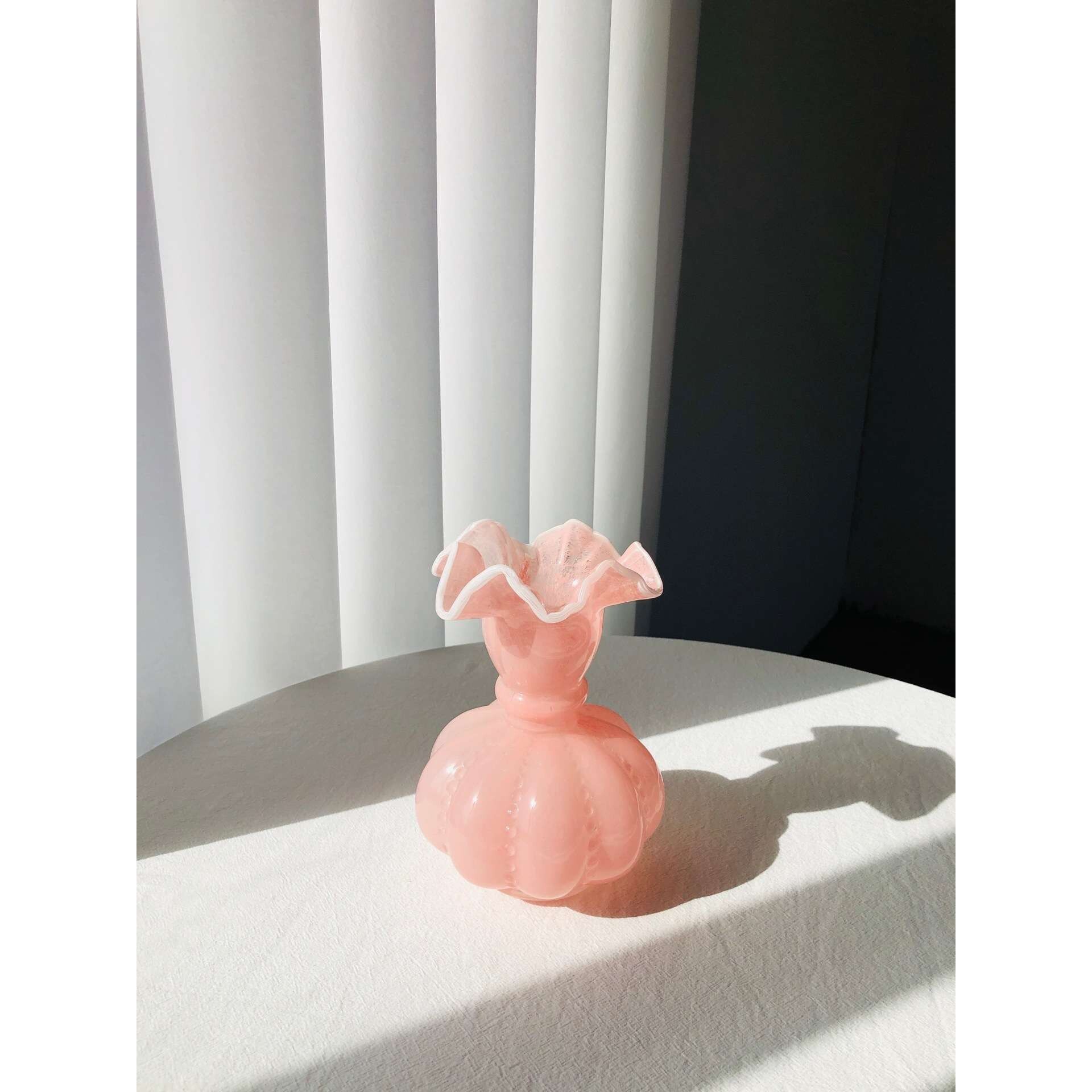 法式中古手工南瓜芬顿玻璃花瓶水养插花家居客厅餐桌玄关装饰摆件
