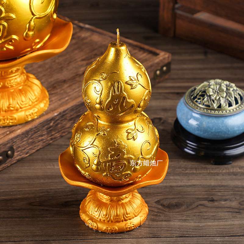 金色葫芦蜡烛灯造型蜡烛莲花蜡烛荷花灯万事如意手工蜡烛家用厂家