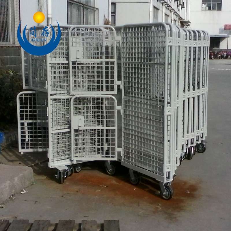 四门折叠式物流台车搬运车折叠理货车移动快递分拣车仓库笼车