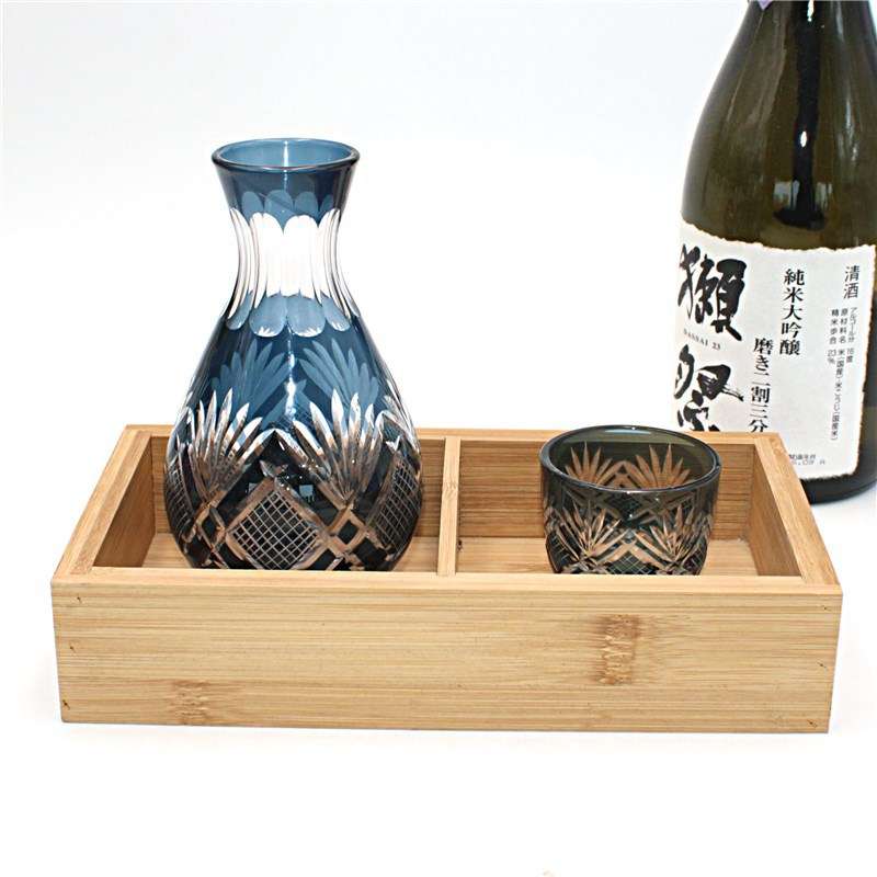 日式清酒壶清酒杯江户切子工艺玻璃烈酒杯分酒器手工刻花家用装饰