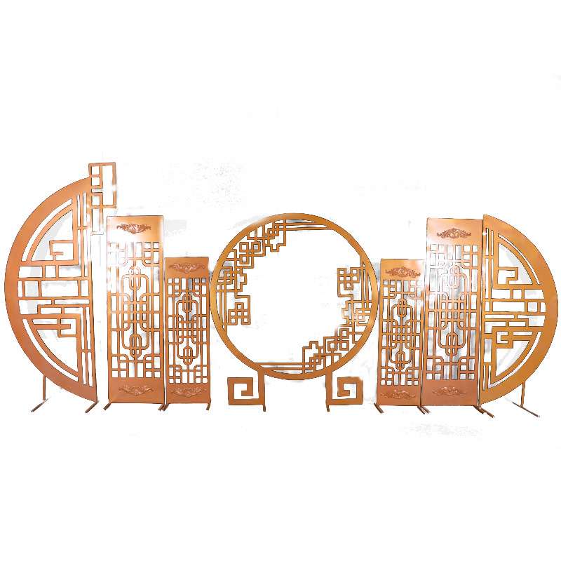 婚庆道具中式弥香铁艺屏风拱门中华门舞台装饰婚礼背景同心圆摆件