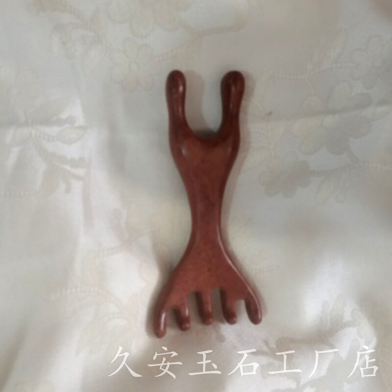 泗滨红砭石按摩梳鹿角五爪梳经络小青蛙耙子面部刮痧器厂家直销