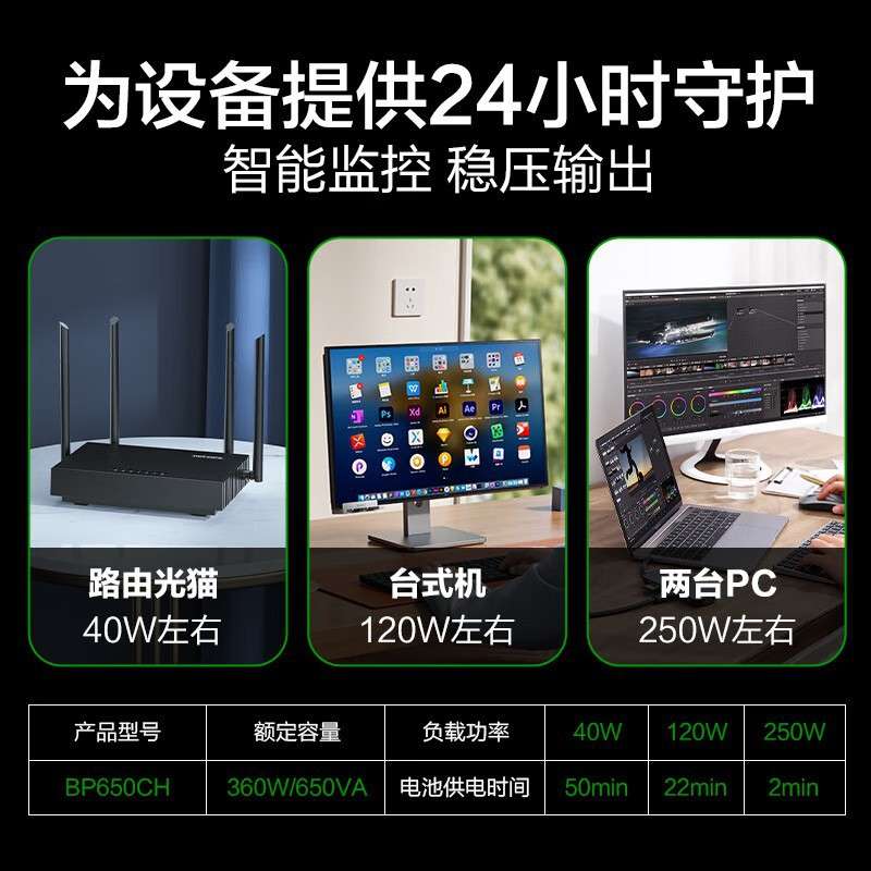 ups不间断电源BP650CH 办公电脑ups电源网络路由应急备用电源