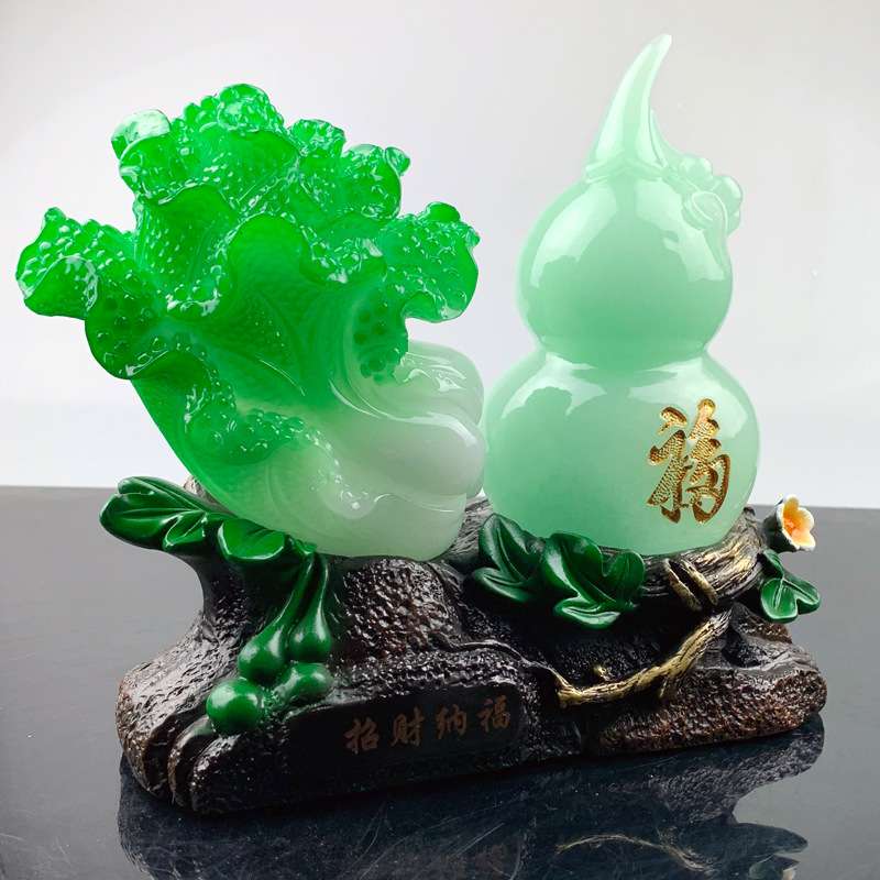白菜摆件 树脂玉白菜招财纳福工艺品摆件 创意商务促销摆件送客户