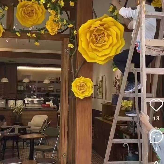 黄色玫瑰仿真花玫瑰故事拍摄写真道具田园风婚礼橱窗布置装饰假花