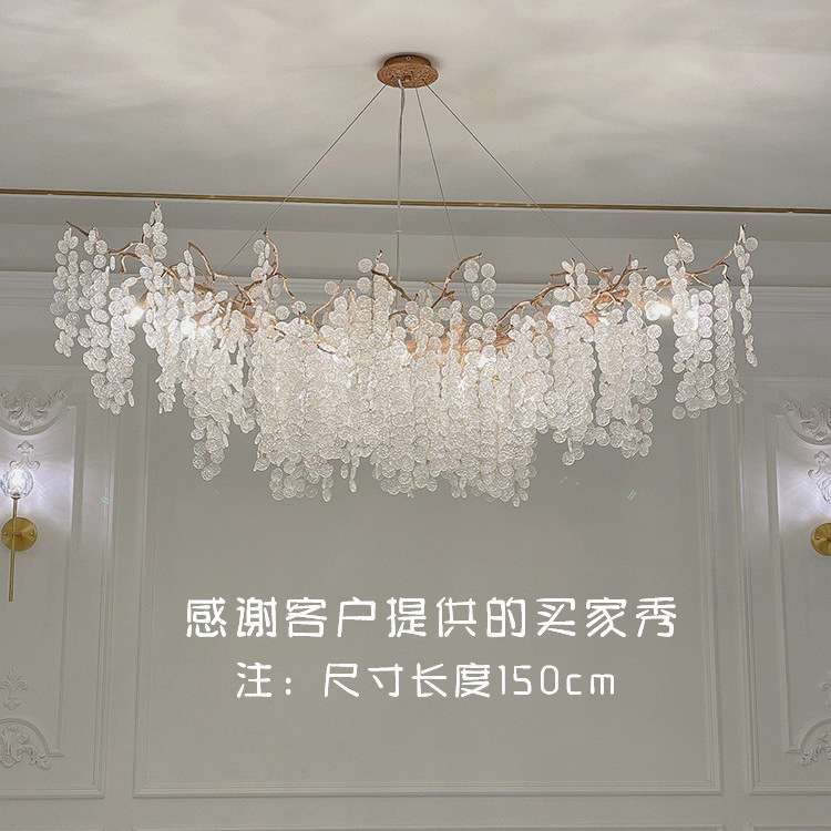 法式轻奢水晶灯客厅吊灯2021新款别墅后现代全铜树枝灯艺术餐厅灯
