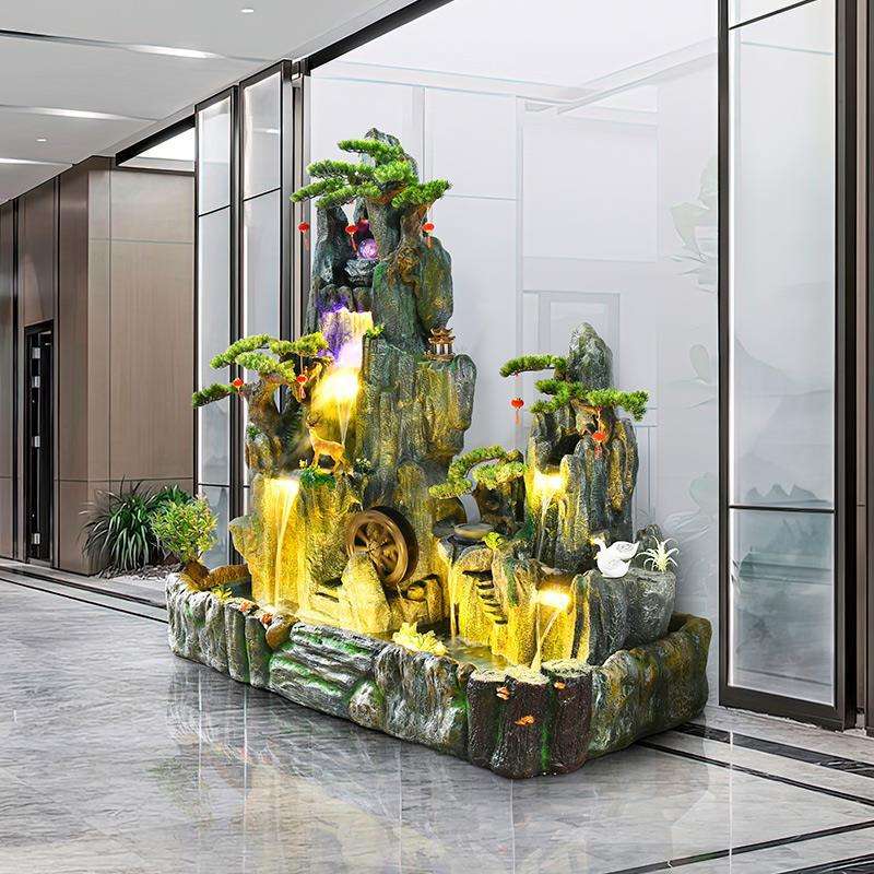 大型假山循环流水喷泉景观庭院花园别墅室内户外鱼池送礼装饰摆件