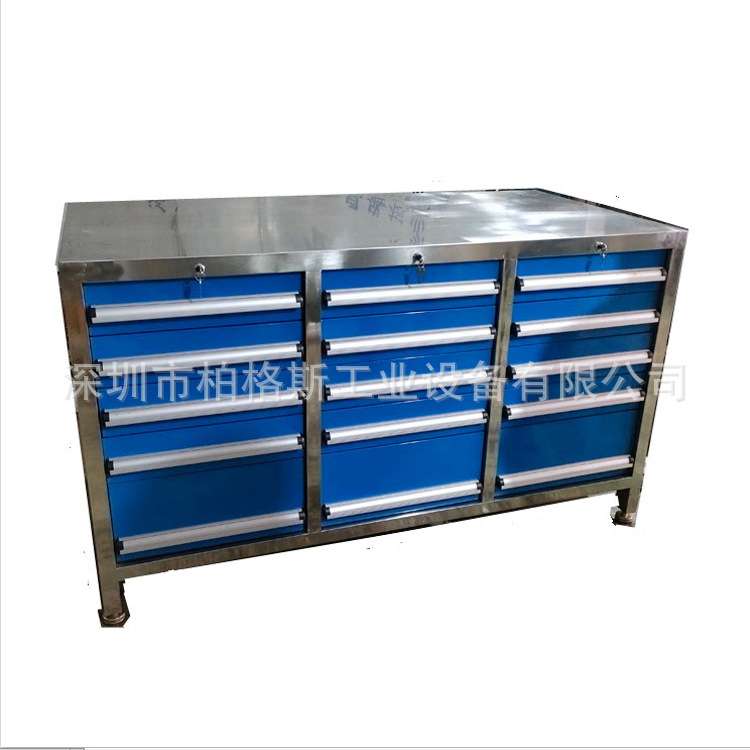 标准非标重型工具柜带抽屉分格脚轮方孔百叶挂板不锈钢移动工具车