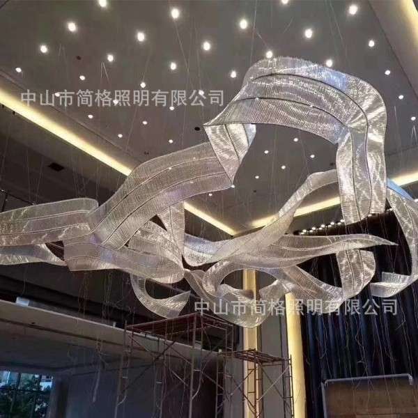商业装饰灯光酒店大堂编程动态LED流水发光瀑布灯造型景观灯