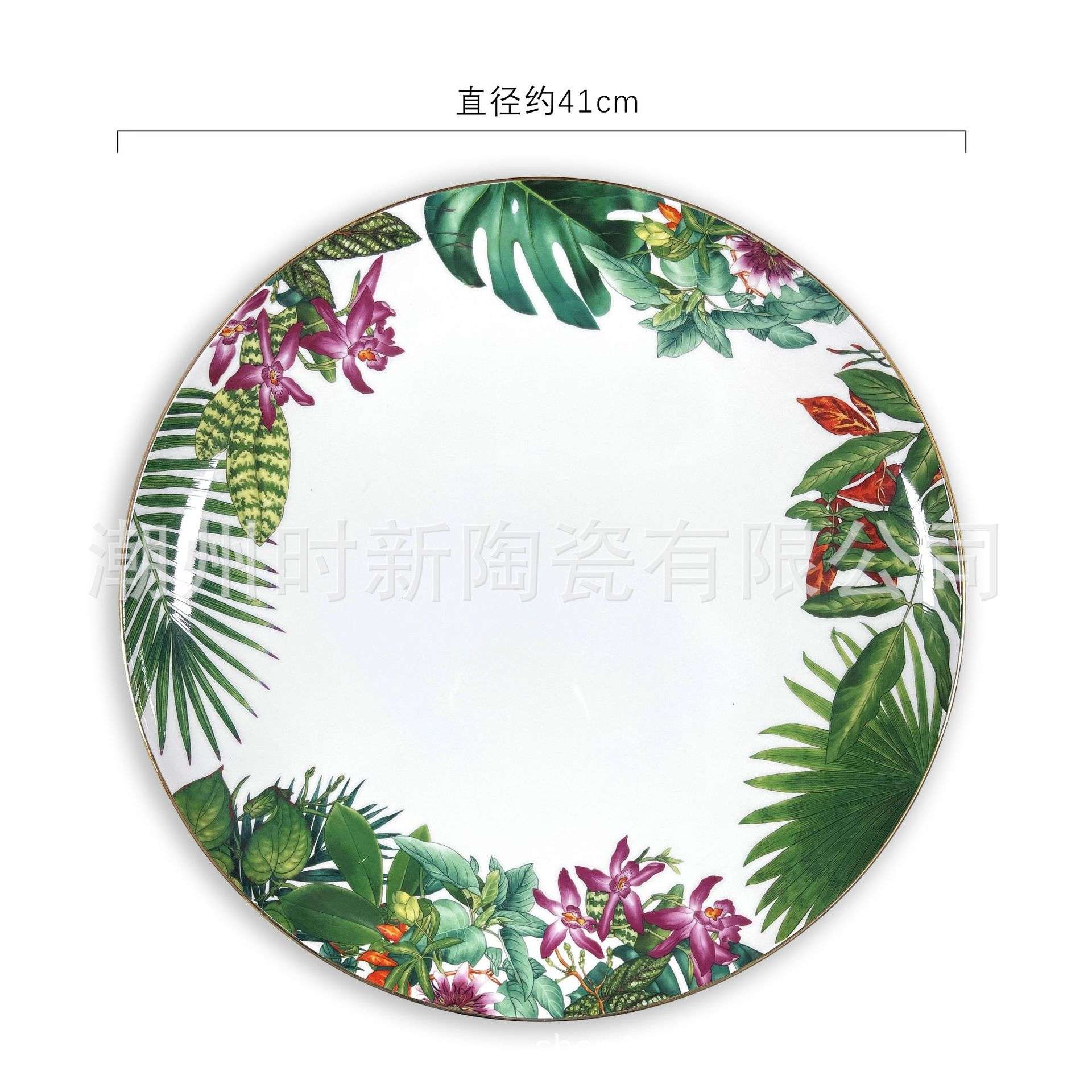 16寸40.6CM欧式骏马茶具托盘H家用客厅柜装饰特大盘金格银马拉车