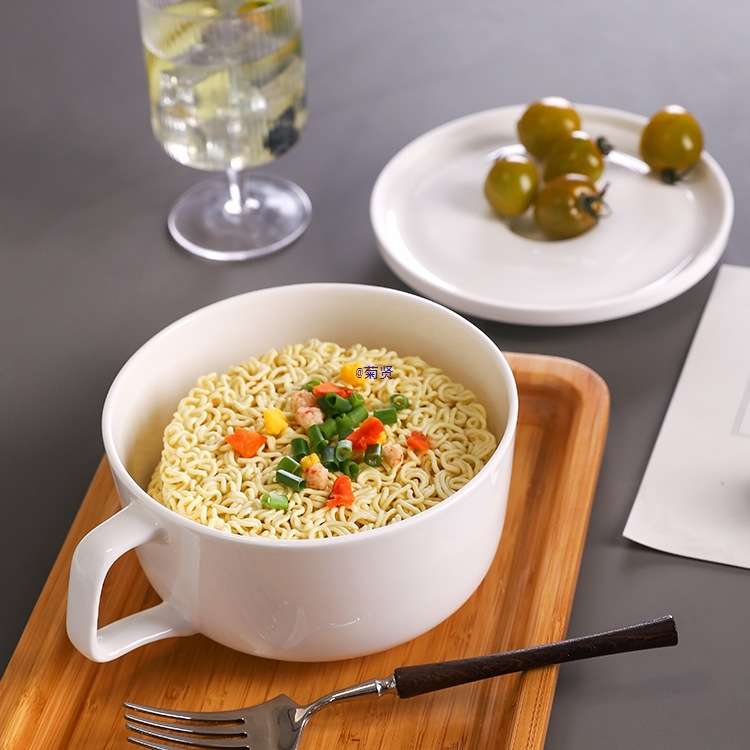 骨瓷早餐燕麦泡面碗泡麦片杯宿舍学生带盖陶瓷带手柄可微波炉