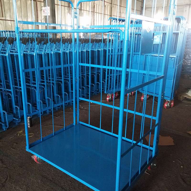 菲喆出口用四面物流笼车折叠物流台车仓储笼车周转台车超市理货车