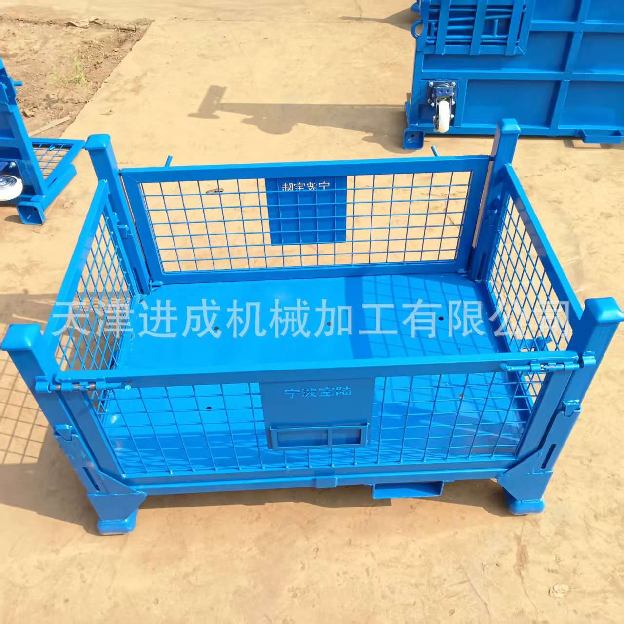 仓储笼铁笼框带轮折叠平板车笼子堆垛周转箱金属重型仓储物料箱