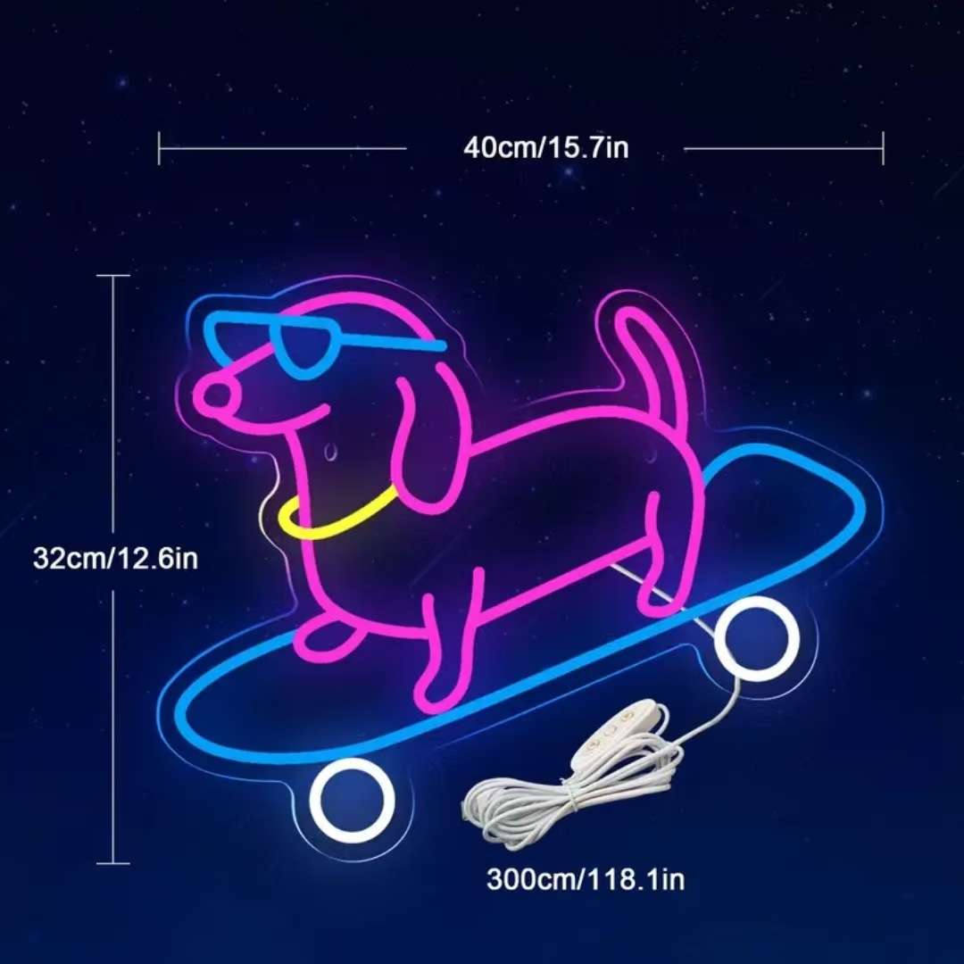 跨境亚马逊led霓虹灯狗狗灯宠物店发光招牌发光字墙壁广告装饰usb