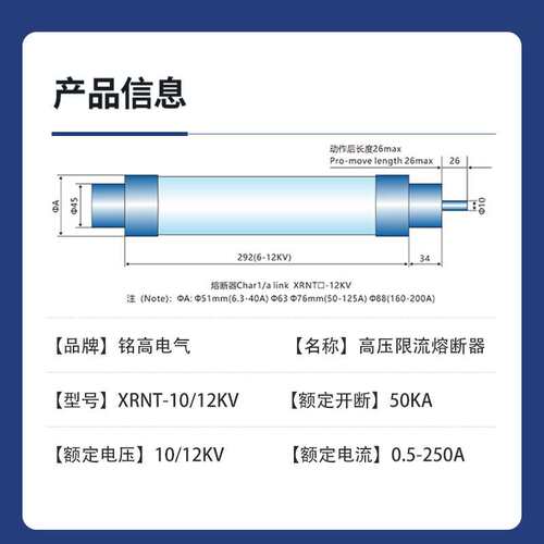 12KV高压熔断器XRNT1-12KV/3.15A-40A高分断能力熔断器熔管保险管