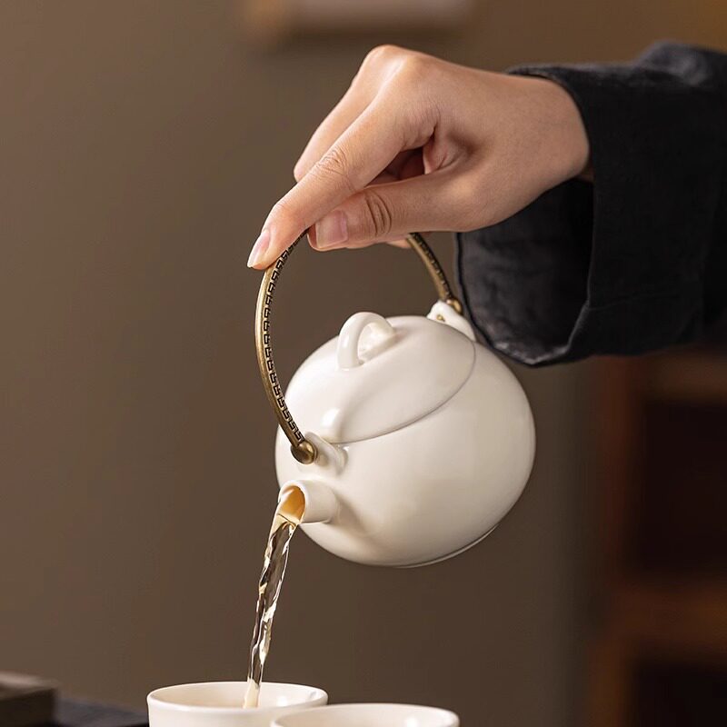 陶瓷提梁壶烤炉家用蜡烛加热茶炉暖茶温茶煮茶炉泡茶套装仿古茶壶