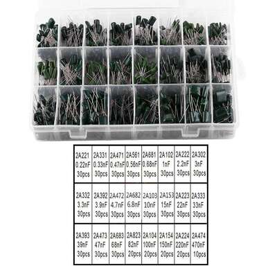 24种660个100V（0.22nF - 470nF）涤纶电容分类盒装 660pcs 1set