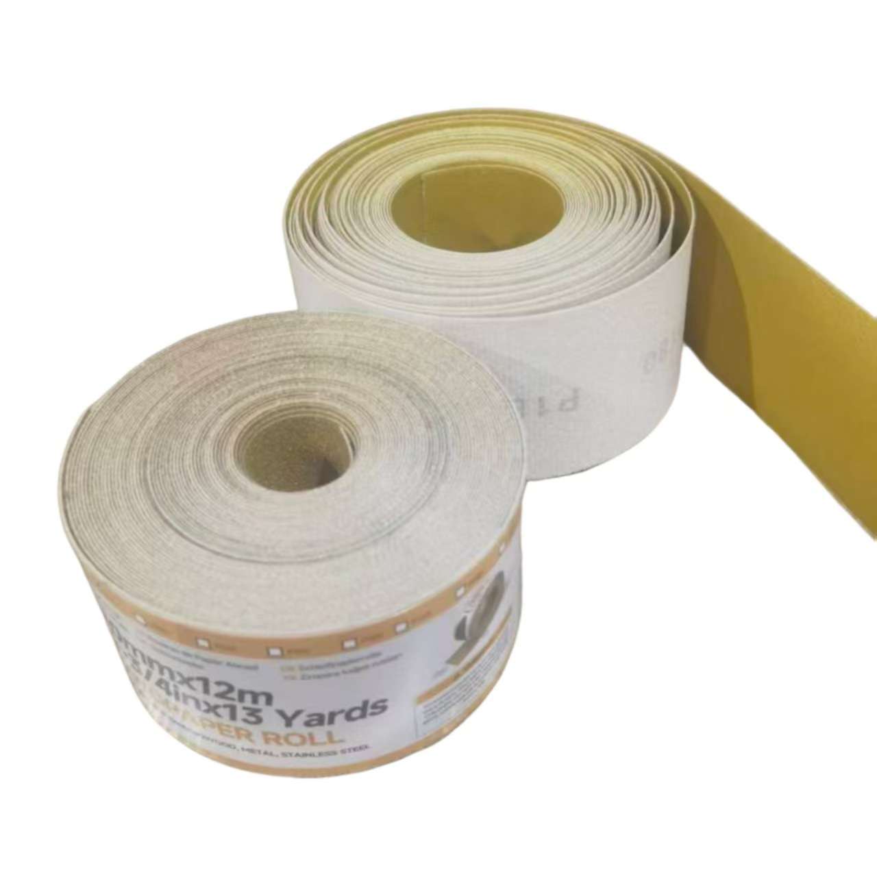 跨境热销70mm*12m植绒黄色砂带卷磨削锋利爆款热卖打磨砂纸套装