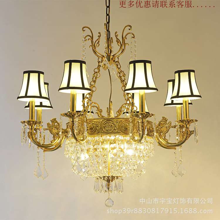 欧式全铜水晶吊灯家装复式别墅客厅餐厅创意个性法式大气售楼部灯