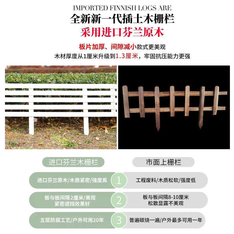 防腐木栅栏花园围栏户外草坪小篱笆菜园庭院围挡花坛绿化花池护栏