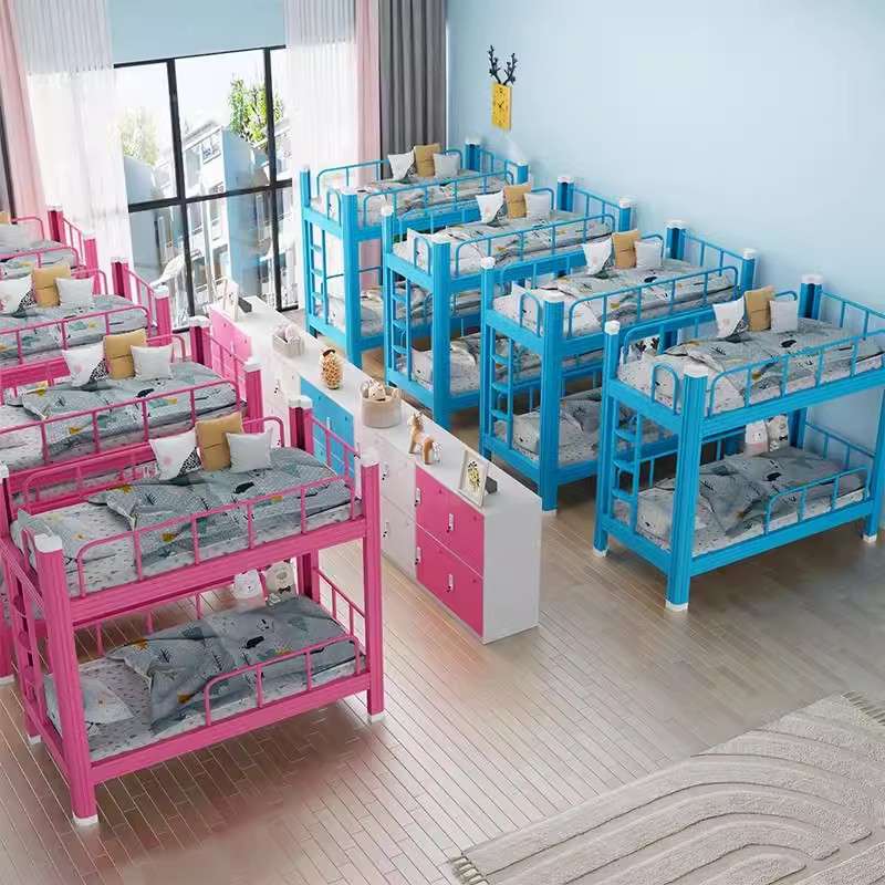 儿童上下铺铁架床辅导班午休床幼儿园小学生上下小床午托床铁艺