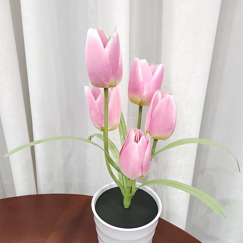 新品太阳能郁金香灯 led郁金香花盆灯室内景观摆件户外花园装饰灯