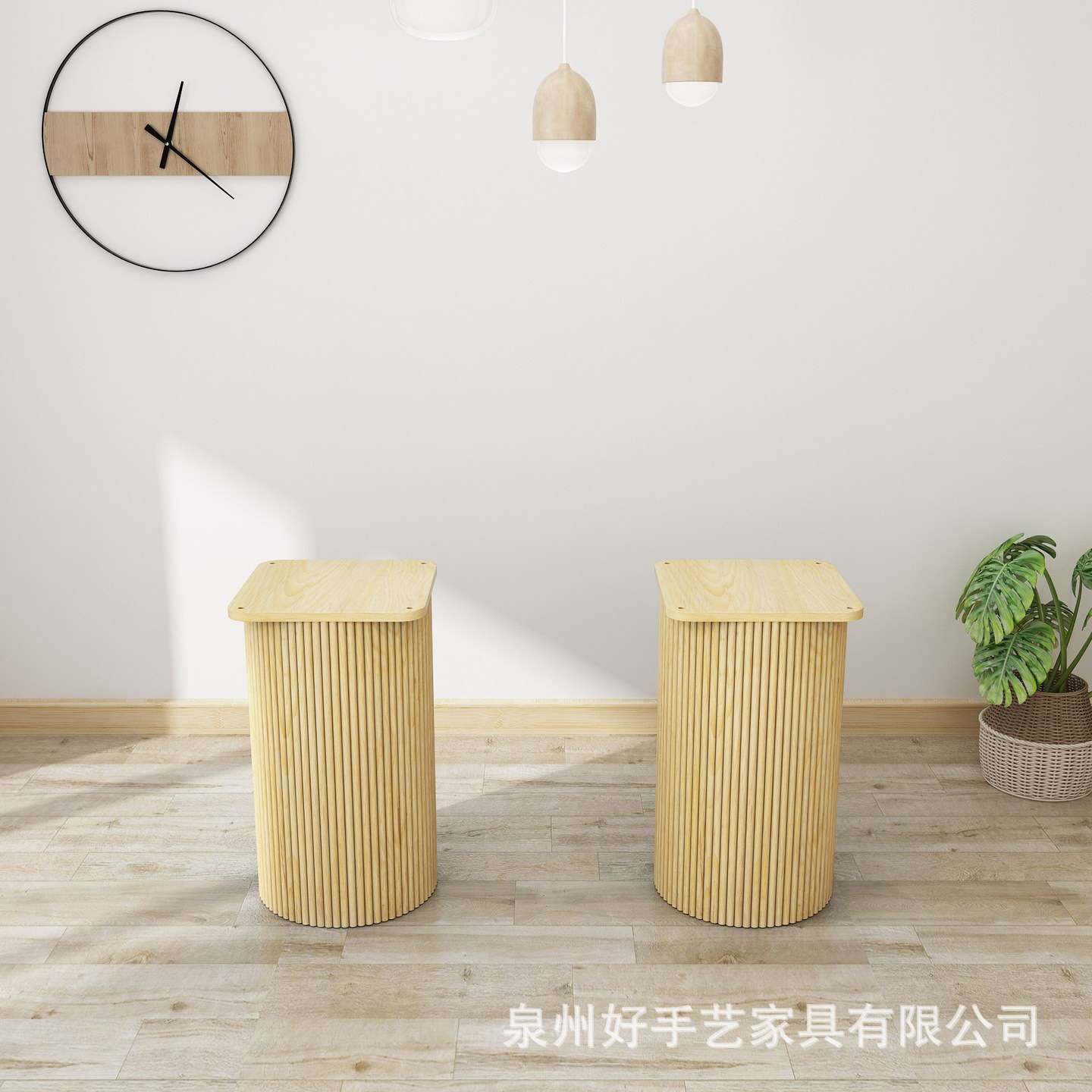 罗马柱实木半圆柱桌腿线条木条莱洛餐桌底座支架欧式简约办公桌脚