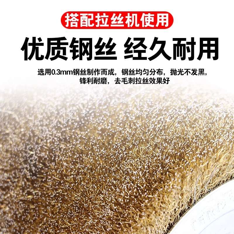 钢丝拉丝轮拉丝机钢丝刷木材木纹除锈抛抛光轮滚轮去毛刺清洁图片