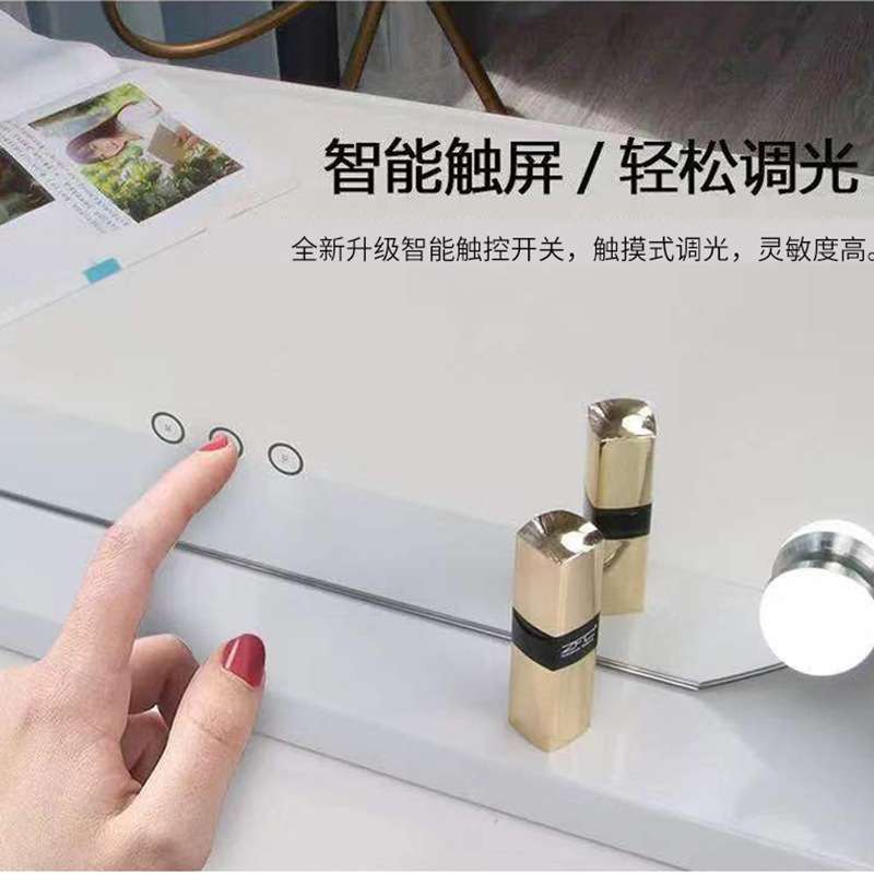 LED镜化妆镜好莱坞12灯泡三色调光双面高清镜台式梳妆镜灯光可调