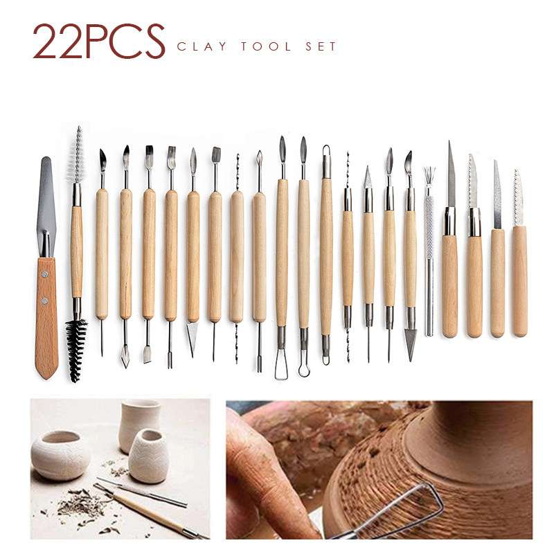 跨境陶艺工具28件套装石塑粘土雕刻修坯细节制作陶泥围裙七本针