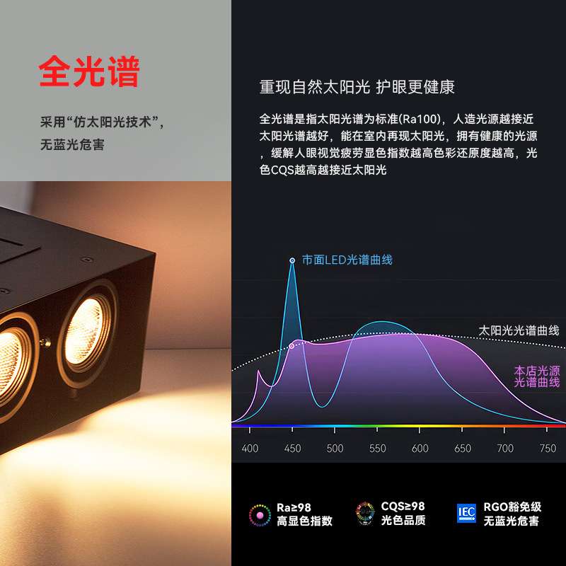 工厂led木方通专用射灯格栅吊顶铝方通明装筒灯双头无边框斗胆灯